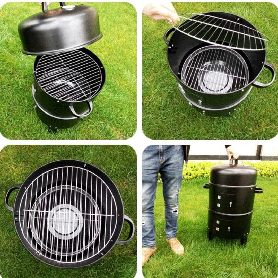Ahumador Barril Vertical 3-en-1 40×72 cm – SmokeTower