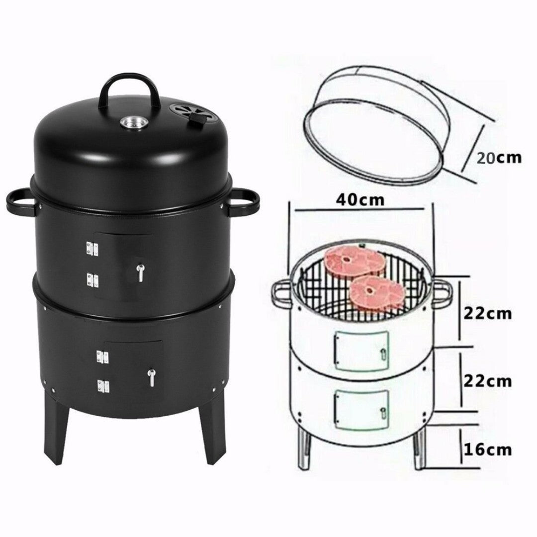 Ahumador Barril Vertical 3-en-1 40×72 cm – SmokeTower