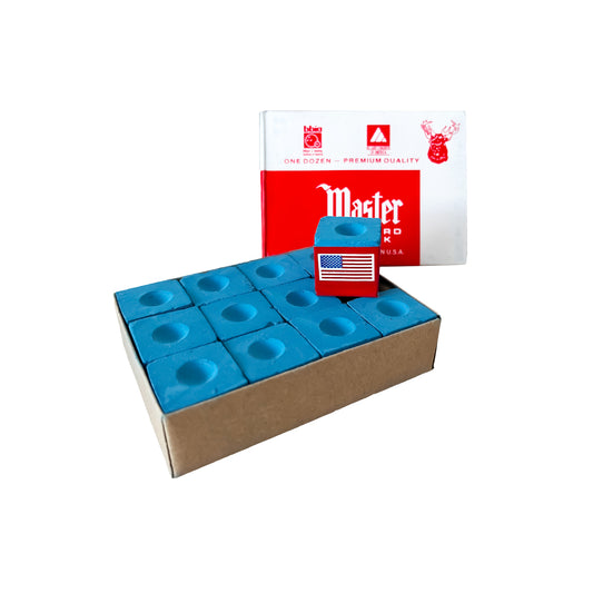 Tiza Master para Taco de Billar – 12 Unidades Azul