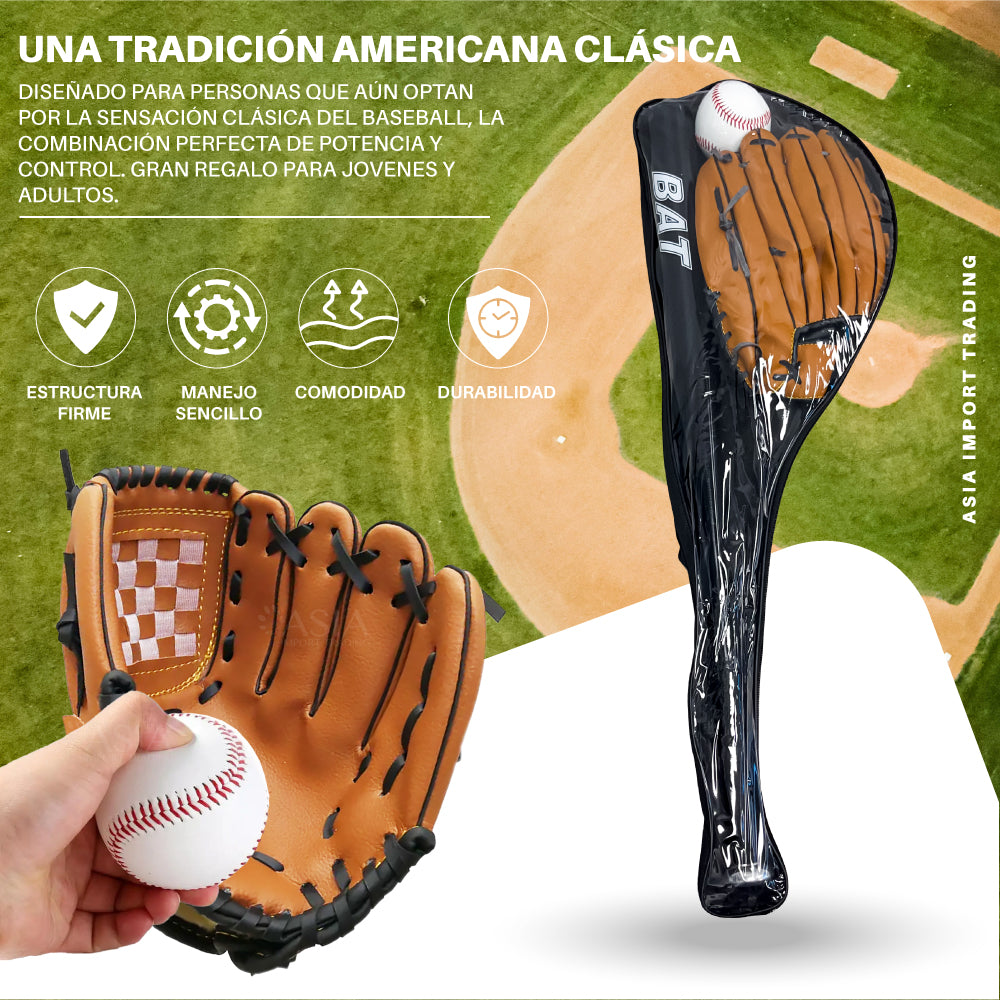 Set Baseball Bate Aluminio Negro