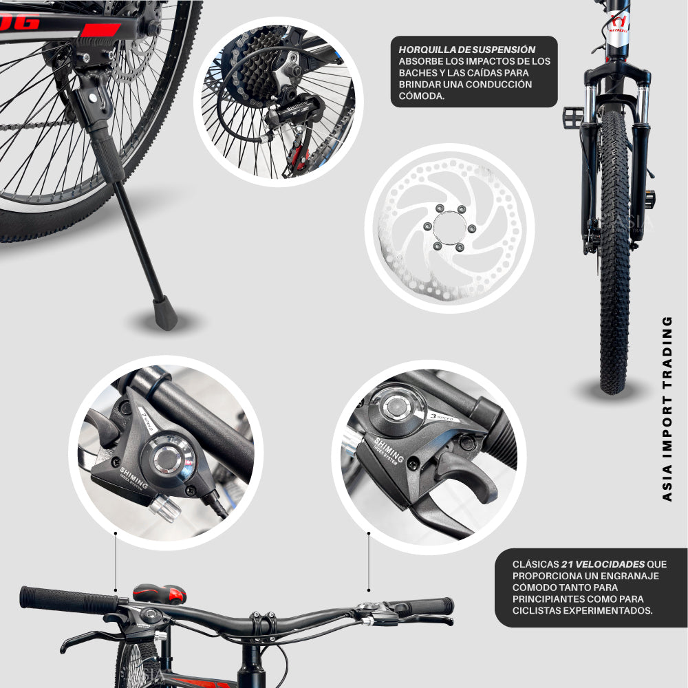 Bicicleta Mountain Bike Aluminio Aro 27,5 Roja
