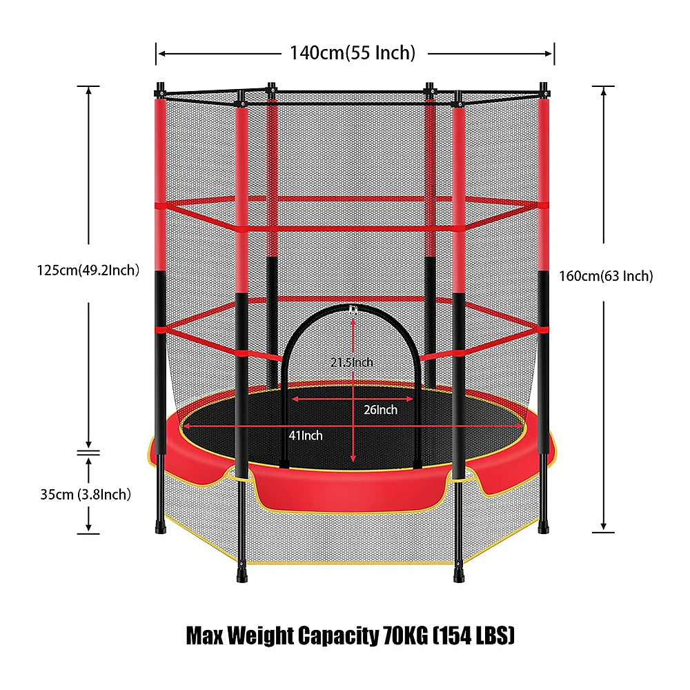 Cama Elastica Para Niños con Red 140 cms PWRFitness