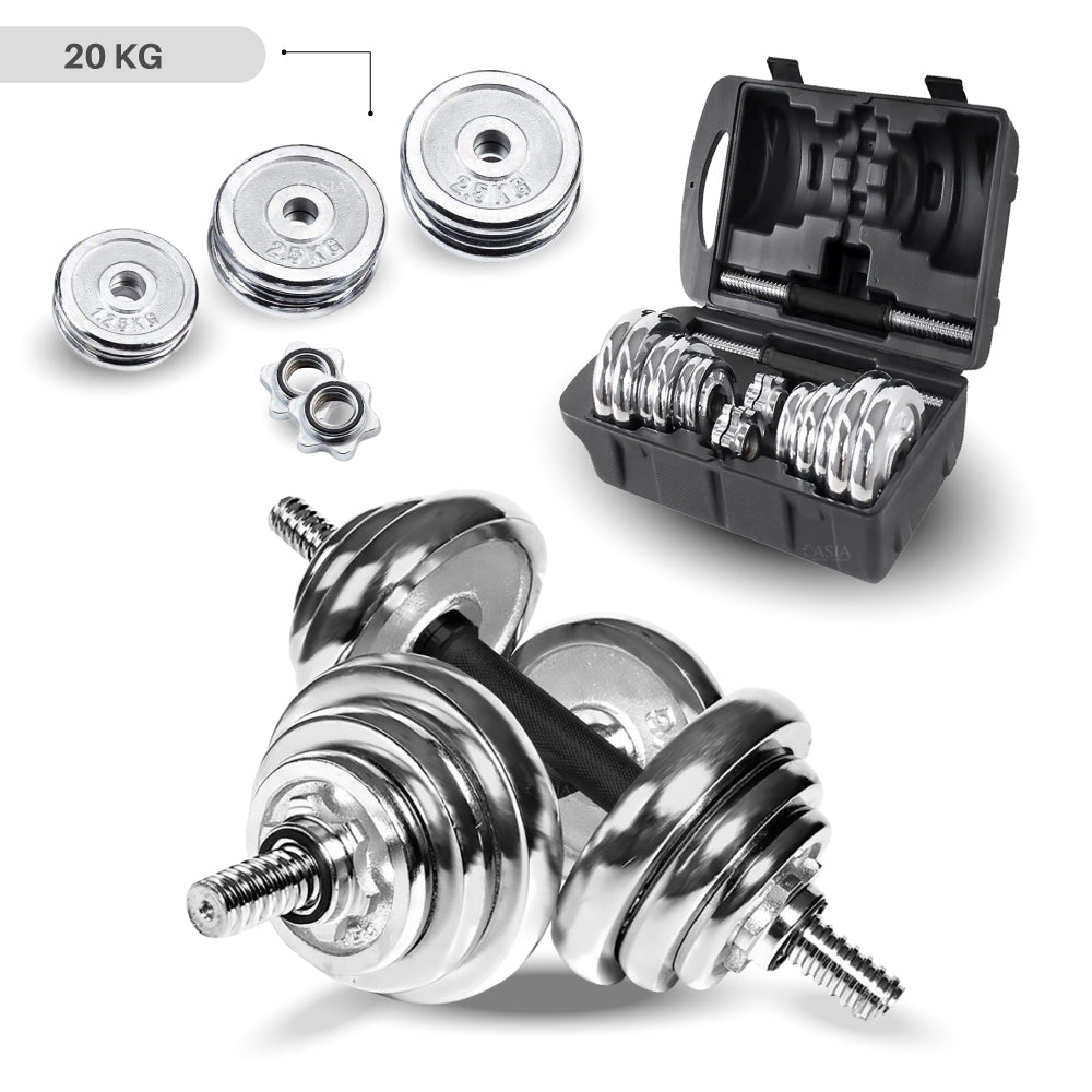 Set de Mancuernas Cromadas 20KG