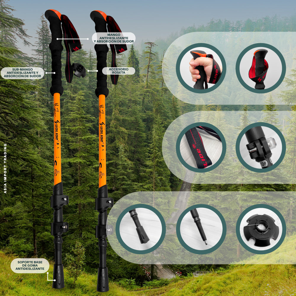 Pack de 2 Bastones Trekking Naranjo