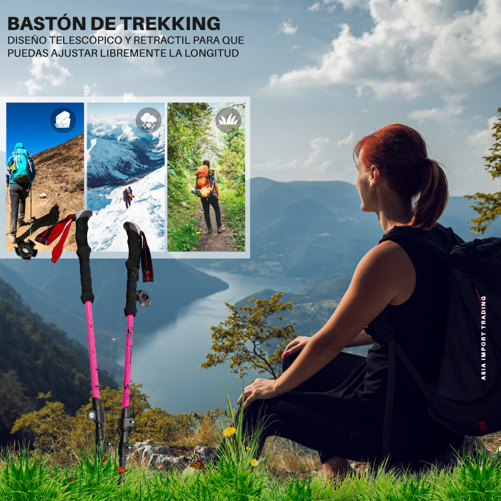 Baston de Trekking Rosado