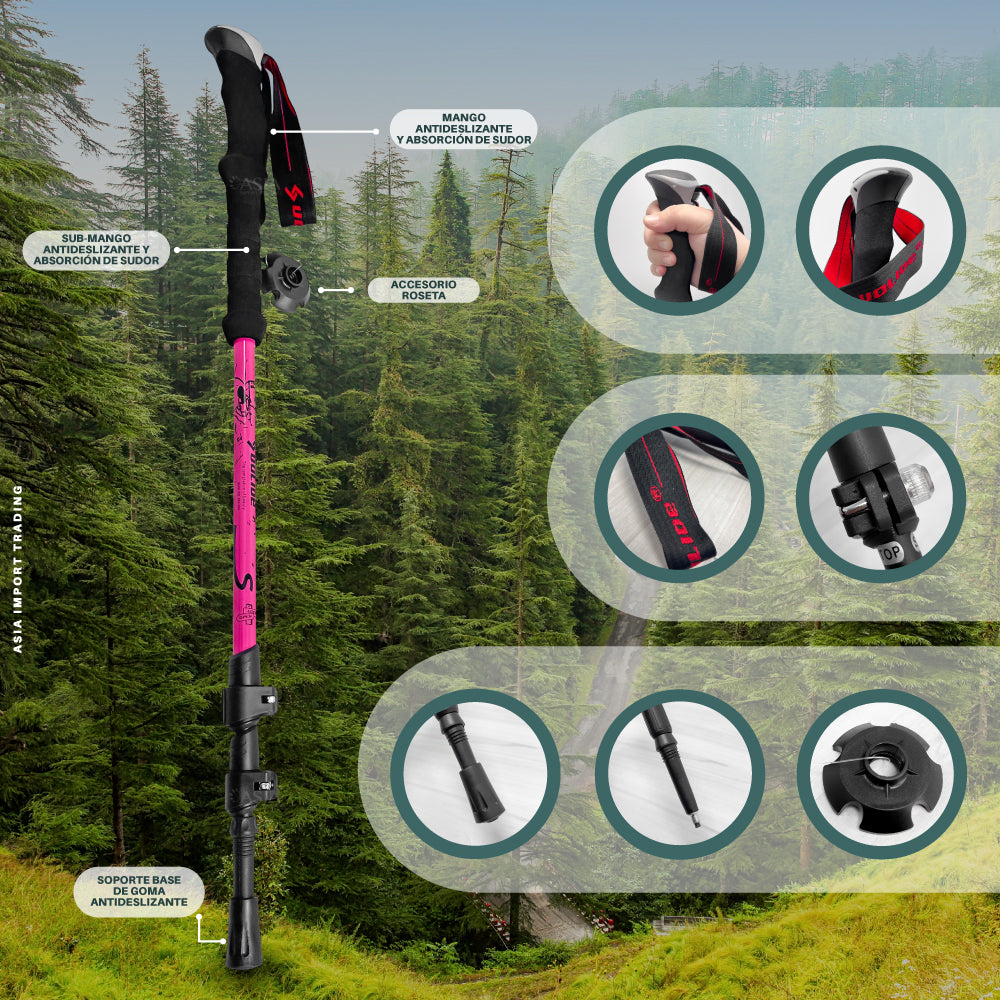 Baston de Trekking Rosado