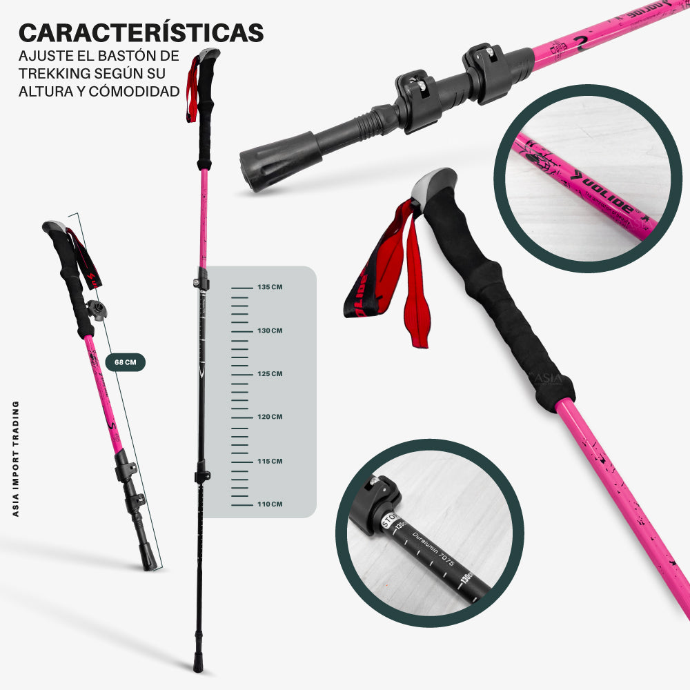Baston de Trekking Rosado