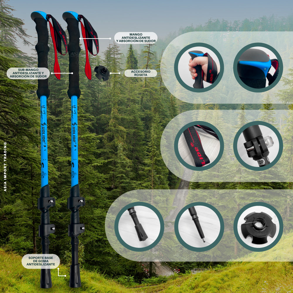 Pack de 2 Bastones Trekking Celestes