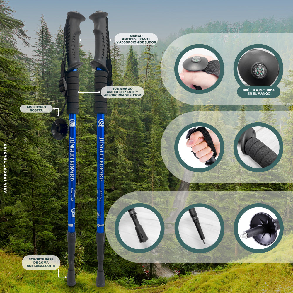 Pack de 2 Bastones Trekking Antishock Azul