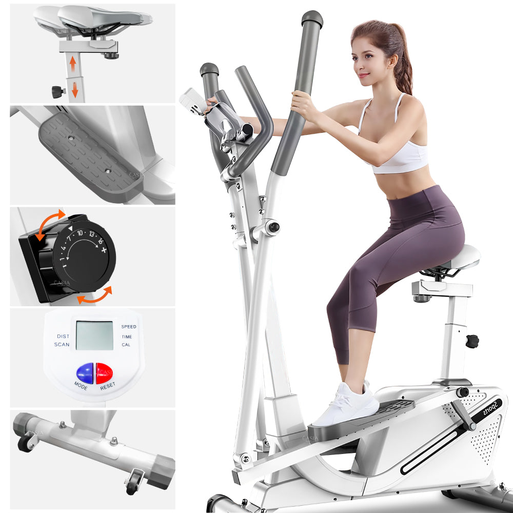 Eliptica PWRFitness Blanca con Asiento