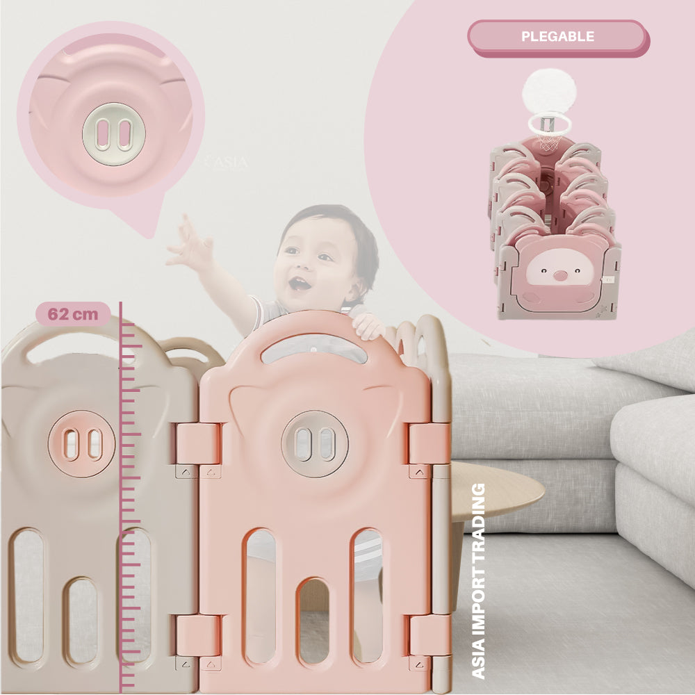 Corral para bebe Rosado modelo 14+2 paneles