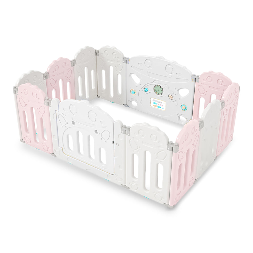 Corral para bebe modelo 10+2 paneles rosado