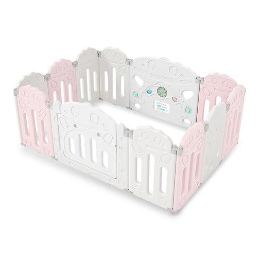 Corral para bebe modelo 10+2 paneles rosado
