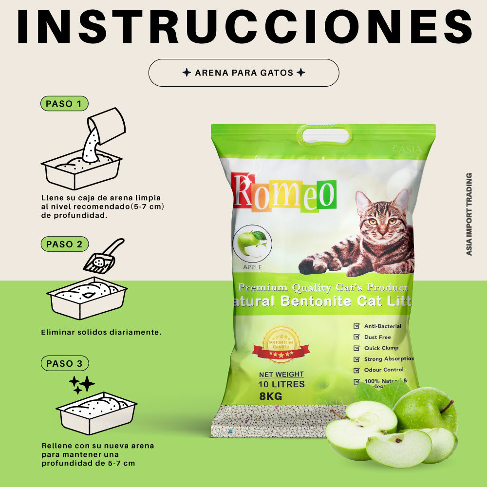 Arena Absorbente para gatos aroma Manzana 16k