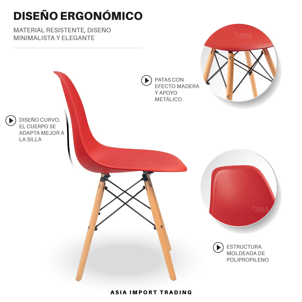 Silla estilo moderno Roja