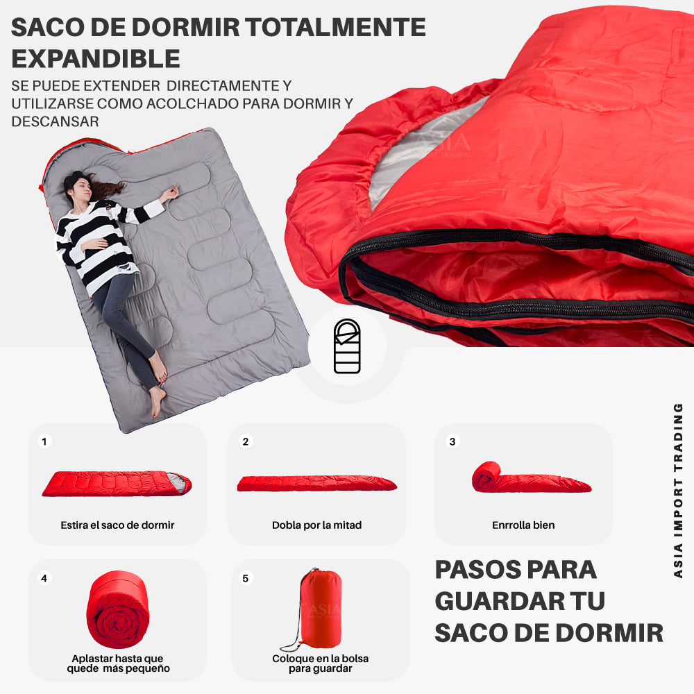 Saco de Dormir Extendible color Rojo