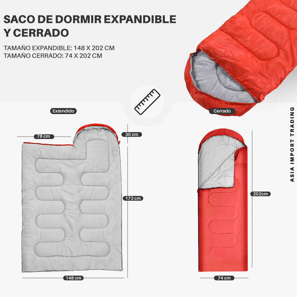 Saco de Dormir Extendible color Rojo