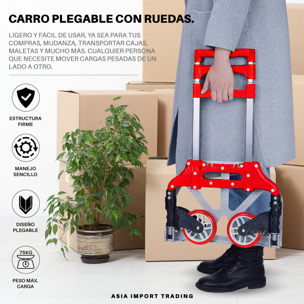 Carro de carga plegable Rojo