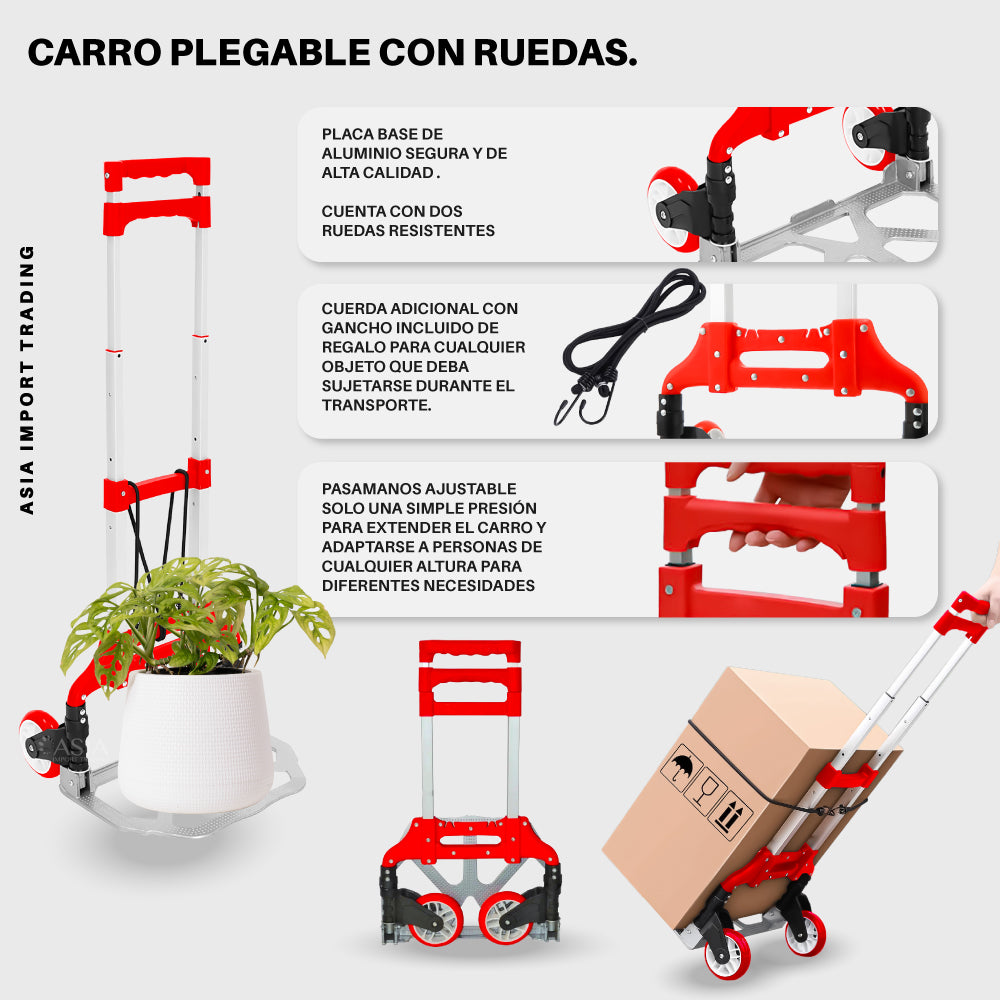Carro de carga plegable Rojo