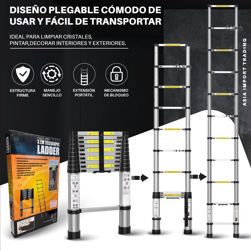 Escalera Retractil Telescopica 3.2 mt