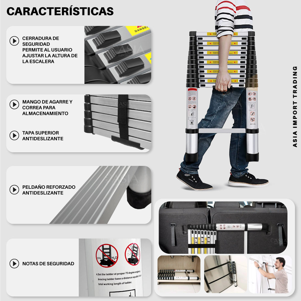 Escalera Retractil Telescopica 3.2 mt