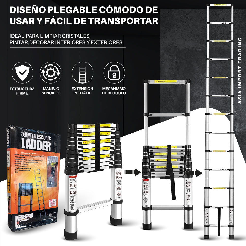Escalera Retractil Telescopica 3.8 mt