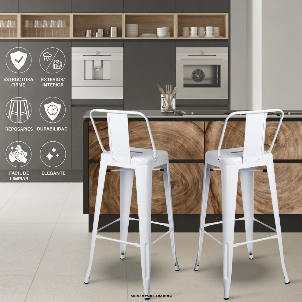 Silla de Bar Blanca con respaldo