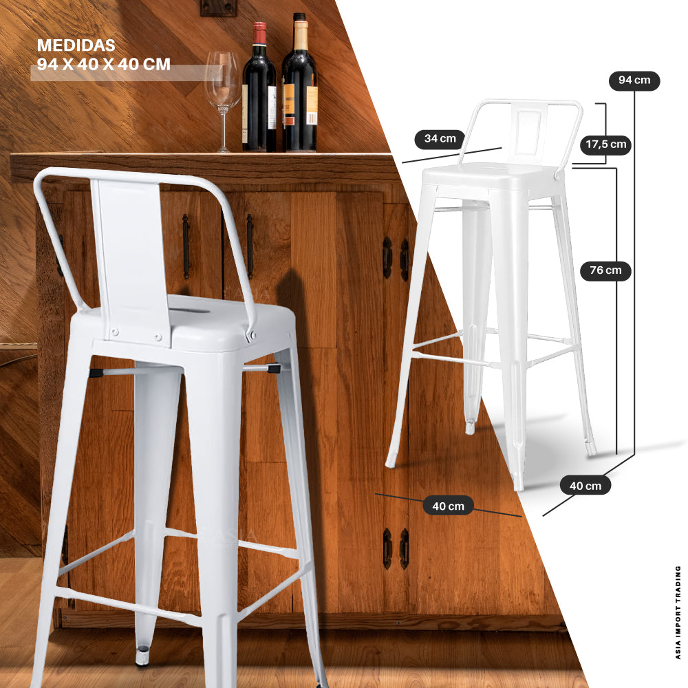 Silla de Bar Blanca con respaldo