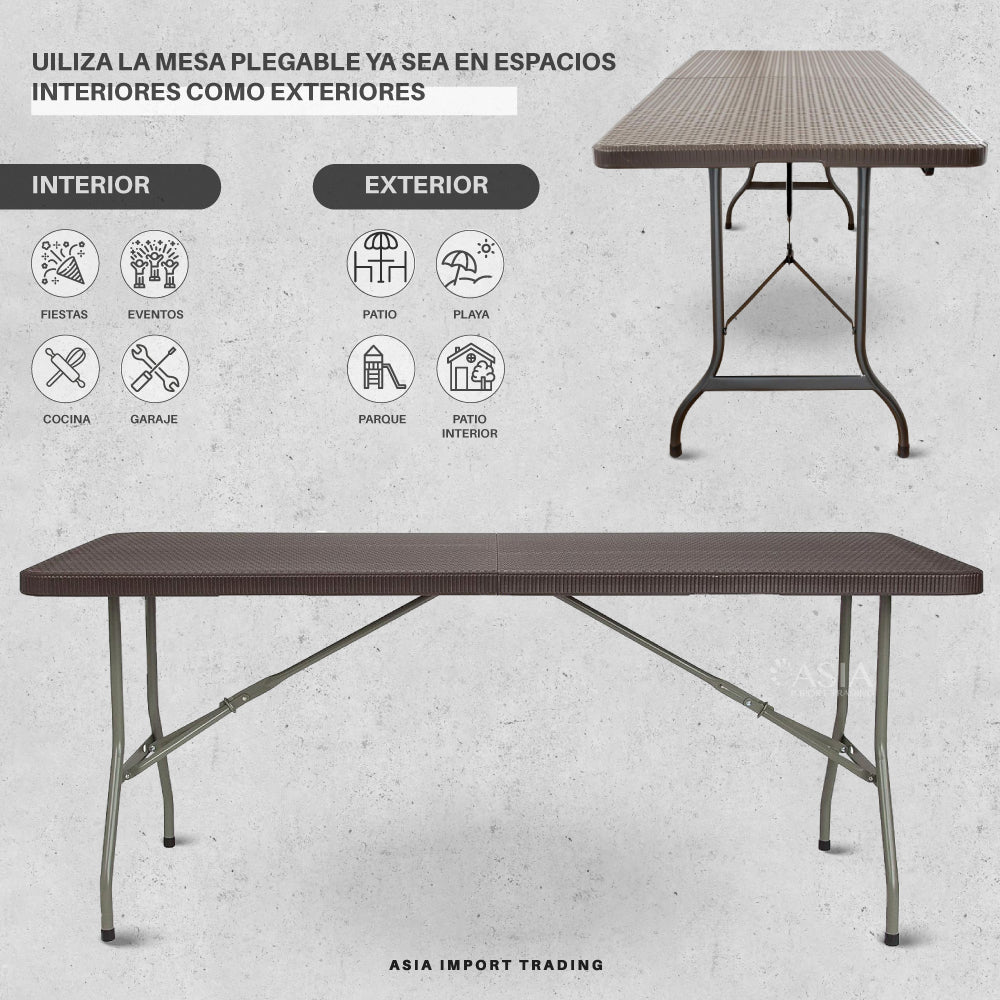 Mesa Plegable Cafe 180cm tipo Maleta