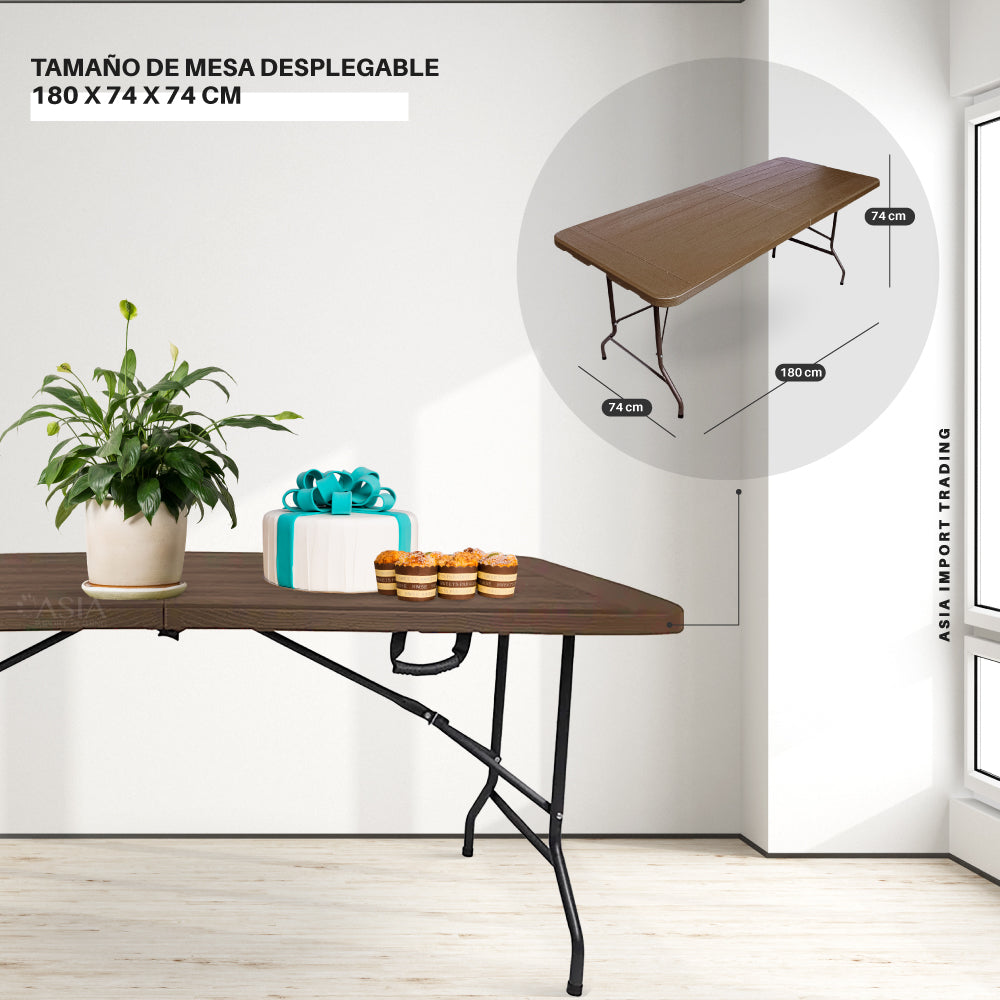 Mesa Plegable Cafe estilo madera 180 cm tipo Maleta
