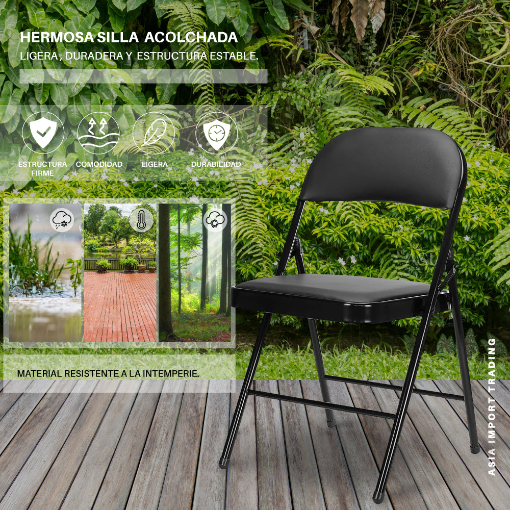 Silla Plegable Negra Acolchada