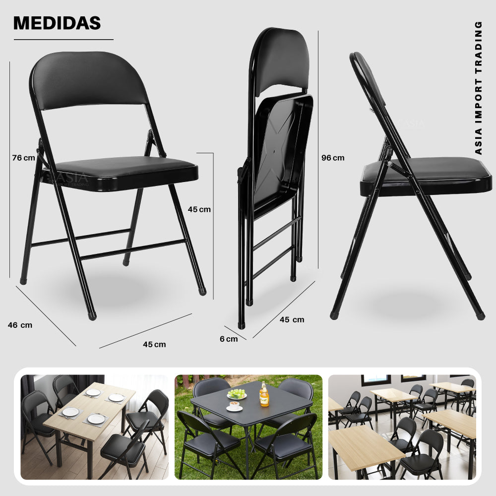 Silla Plegable Negra Acolchada