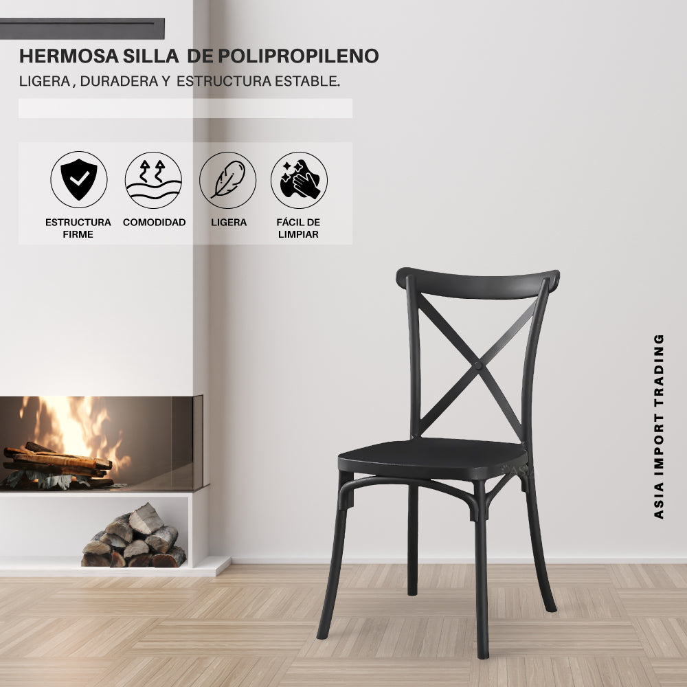 Silla Negra con Respaldo Cruzado