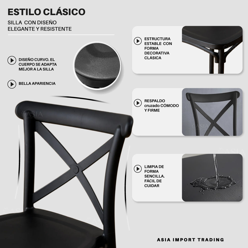Silla Negra con Respaldo Cruzado