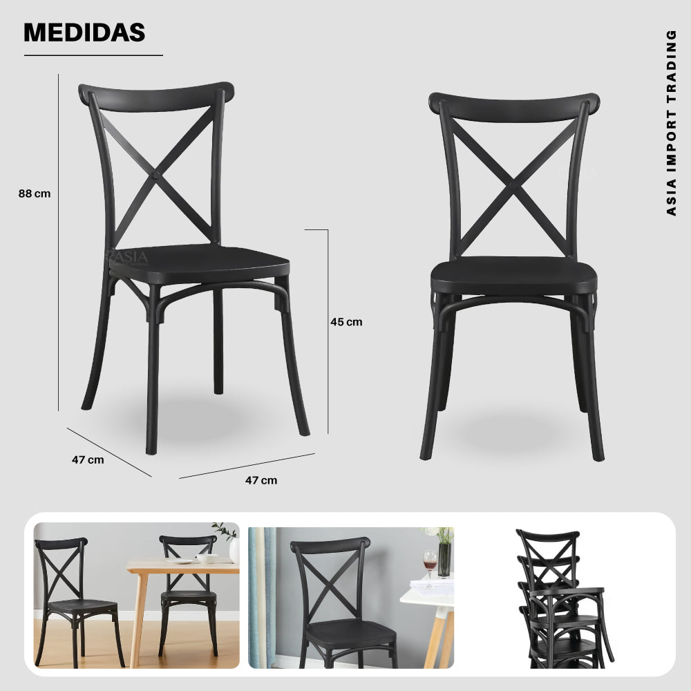 Silla Negra con Respaldo Cruzado