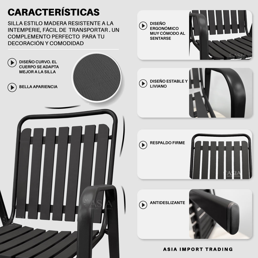 Silla de Terraza estilo Madera Negra