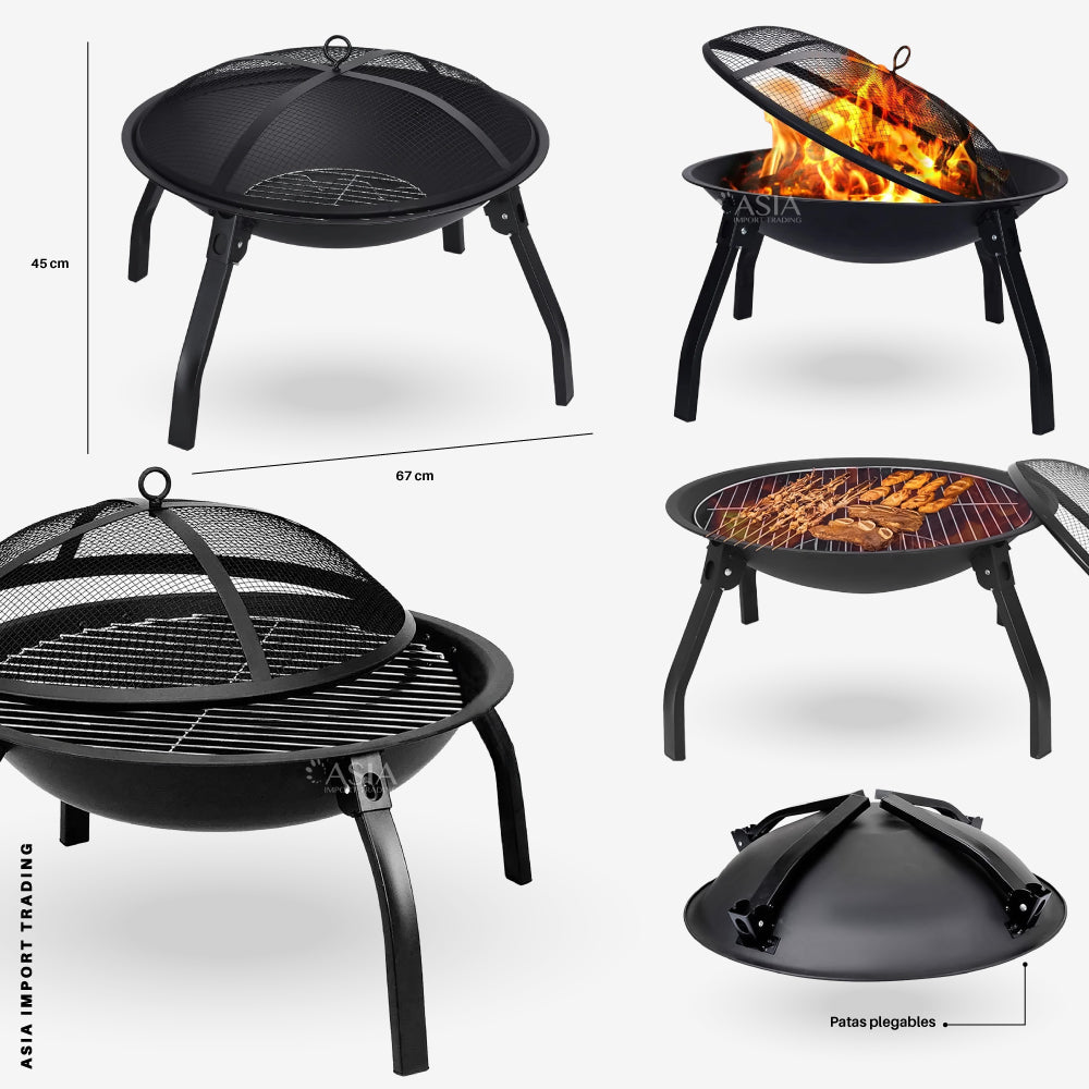 Brasero Parrilla redondo con tapa