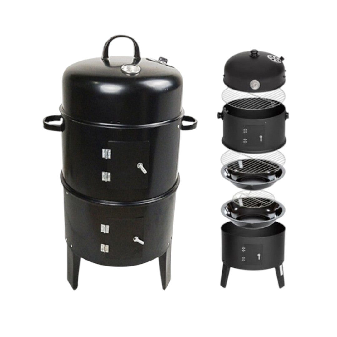 Ahumador Barril Vertical 3-en-1 40×72 cm – SmokeTower