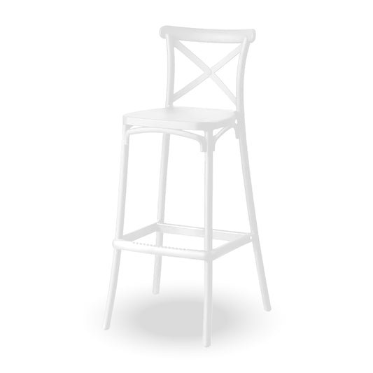 Silla bar blanca con respaldo cruzado