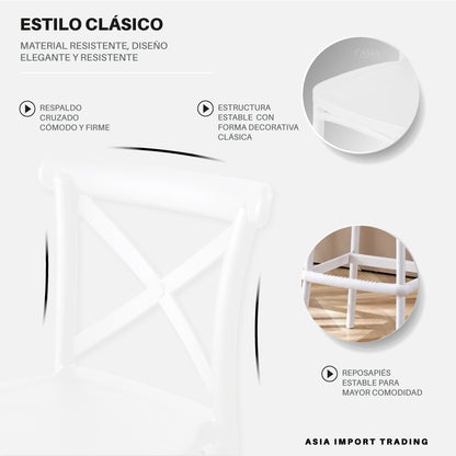 Silla bar blanca con respaldo cruzado