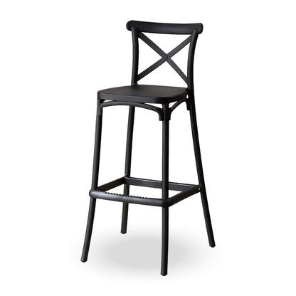 Silla bar negra con respaldo cruzado
