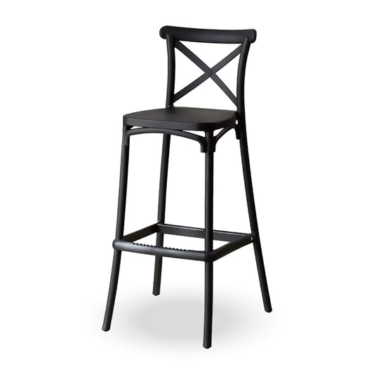 Silla bar negra con respaldo cruzado
