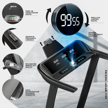 Trotadora Eléctrica Fitness 14 km/h Plegable con Inclinación