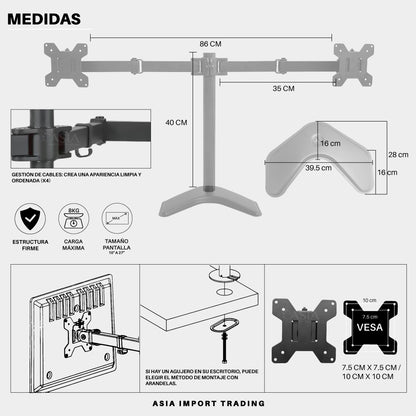 Soporte Monitor Doble con Base