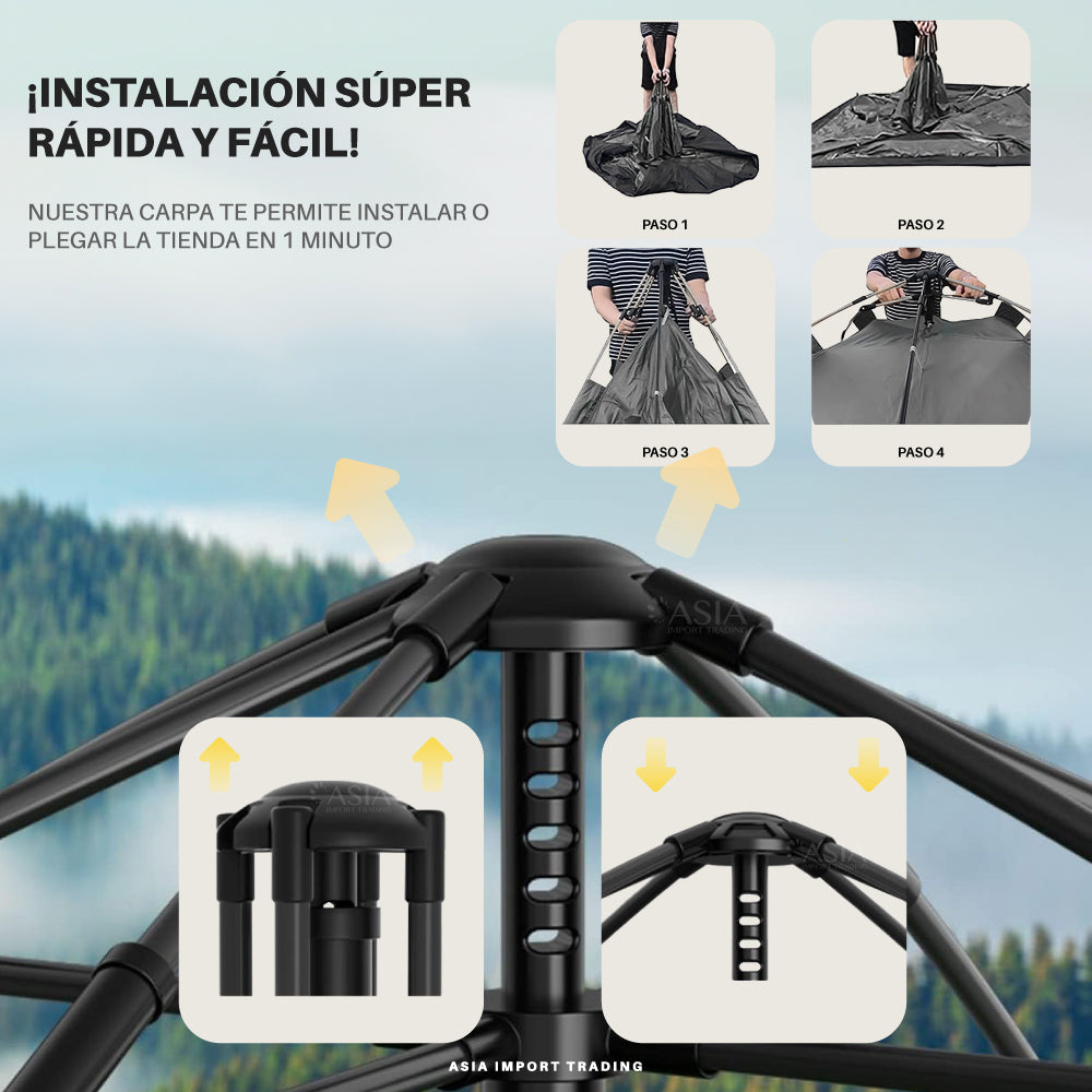 Carpa Autoarmable con doble puerta diseño camuflaje