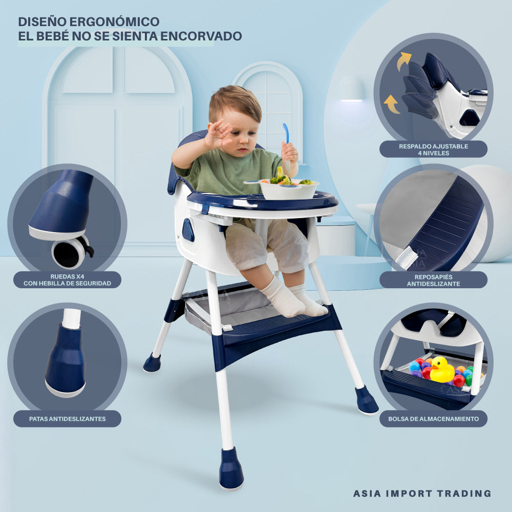 Silla de Comer Infantil color Azul