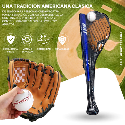 Set Baseball Bate Aluminio Azul