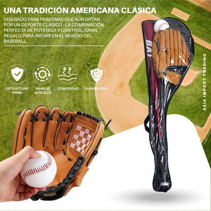 Set Baseball Bate Aluminio Rojo