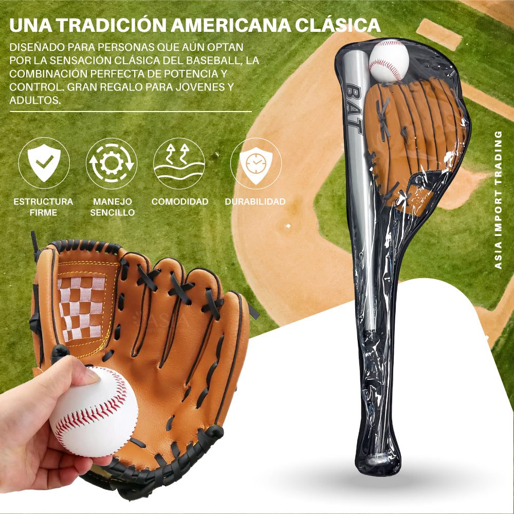 Set Baseball Bate Aluminio Gris