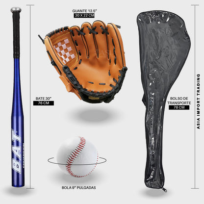 Set Baseball Bate Aluminio Azul